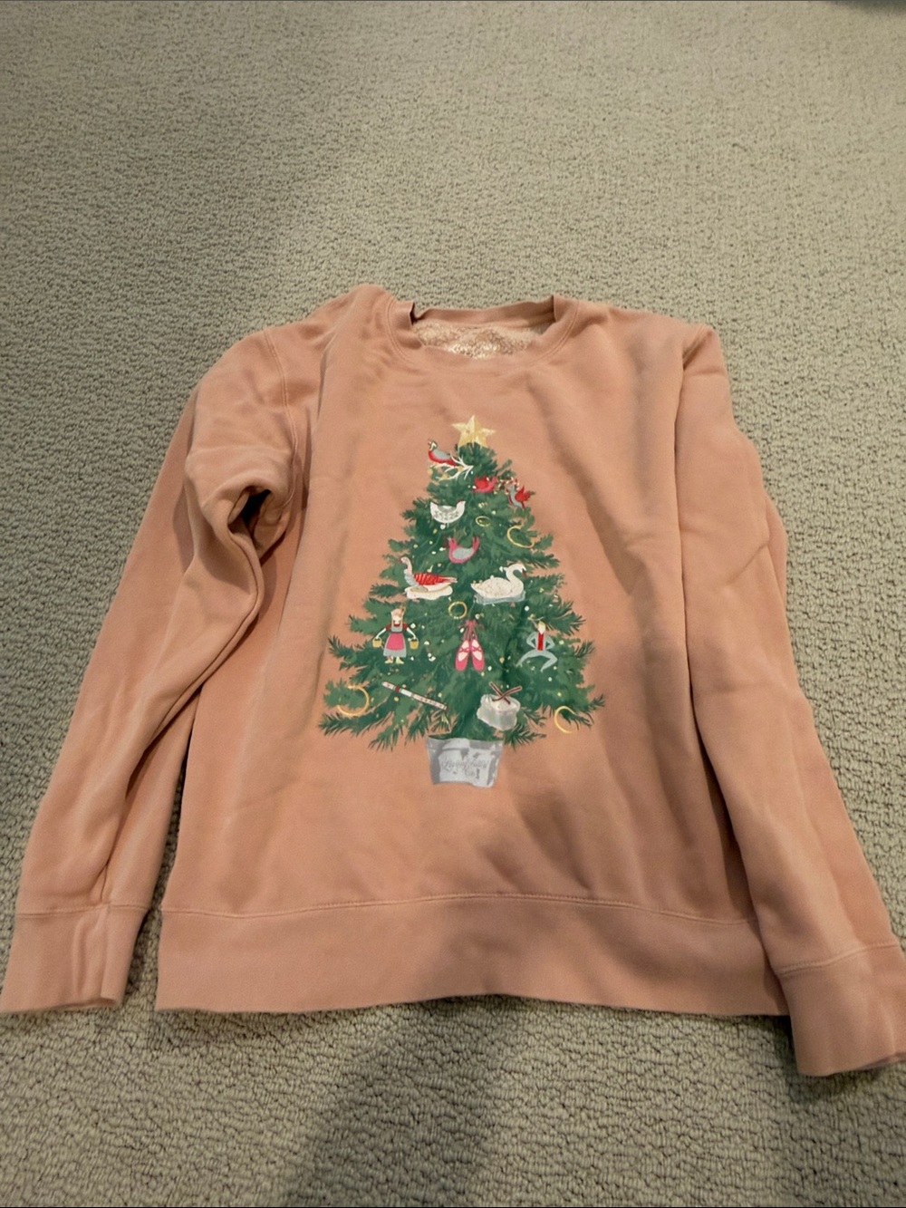 Living Fully Christmas Tree Graphic Sweatshirt in Pink